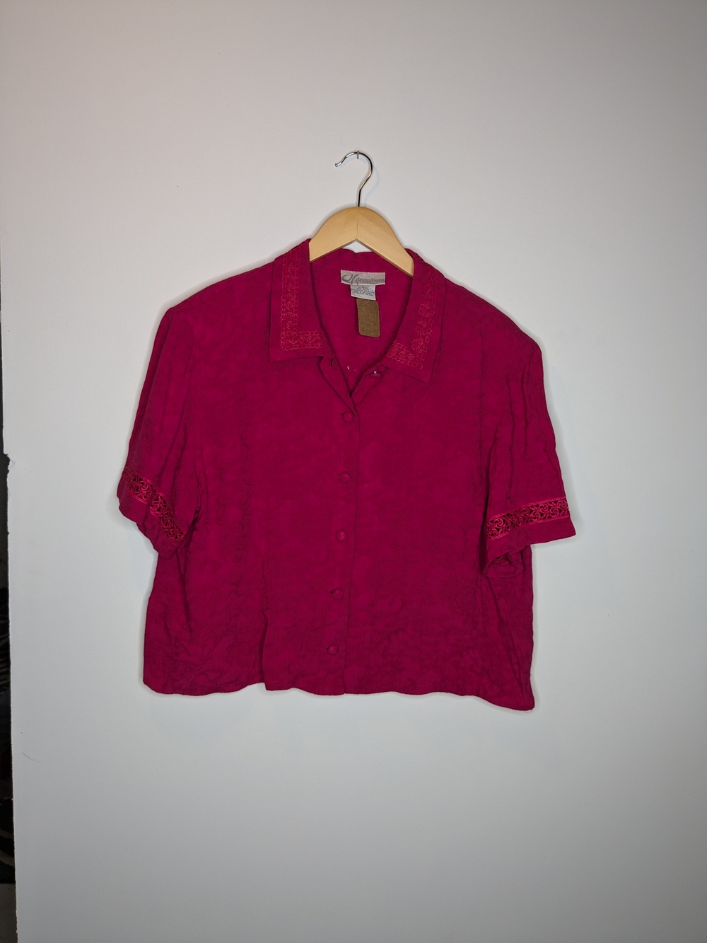 Vintage Raspberry Short-Sleeve Button Down Shirt Size 18